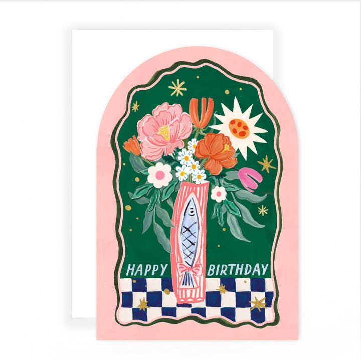 Pablo Open Birthday Vase Of Flowers for wholesale by Hotchpotch