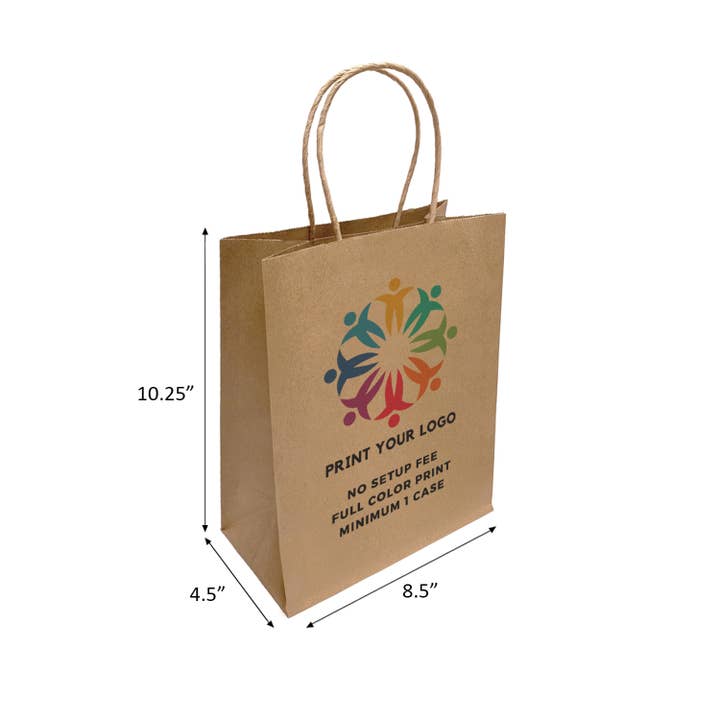 Kis Paper - Wholesale Gift Bag - Custom Print Cub 8x4.75x10.25 inches Kraft Paper Bags