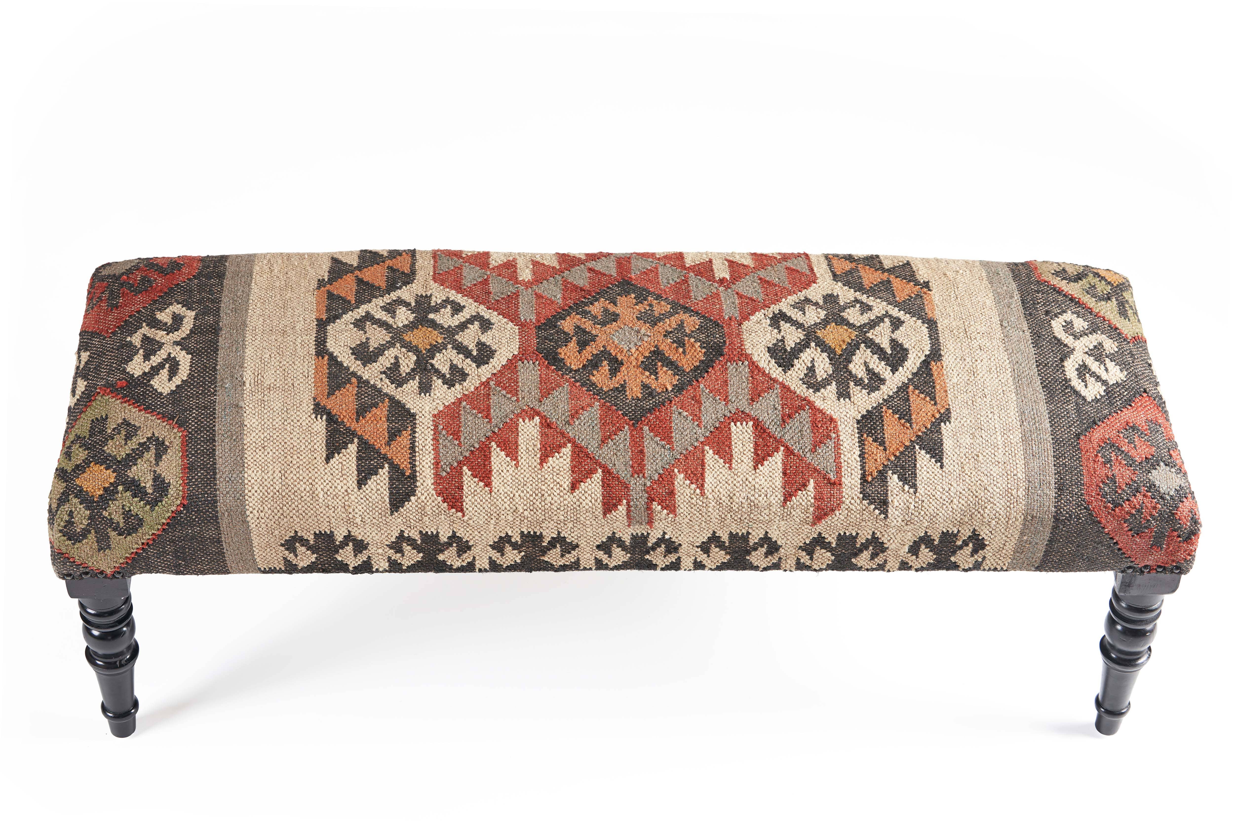 Multi Handmade Southwestern Upholstered Bench – Wood Legs for wholesale on Faire4