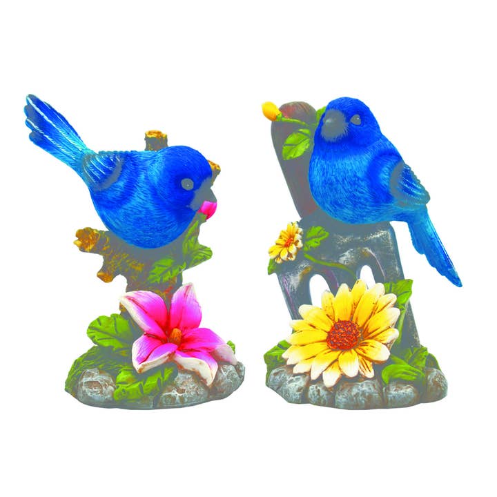 Transpac - Wholesale Decorative Tabletop Object - CLOSEOUT Transpac Res Blue Bird Branch Decor Set 2 Spring