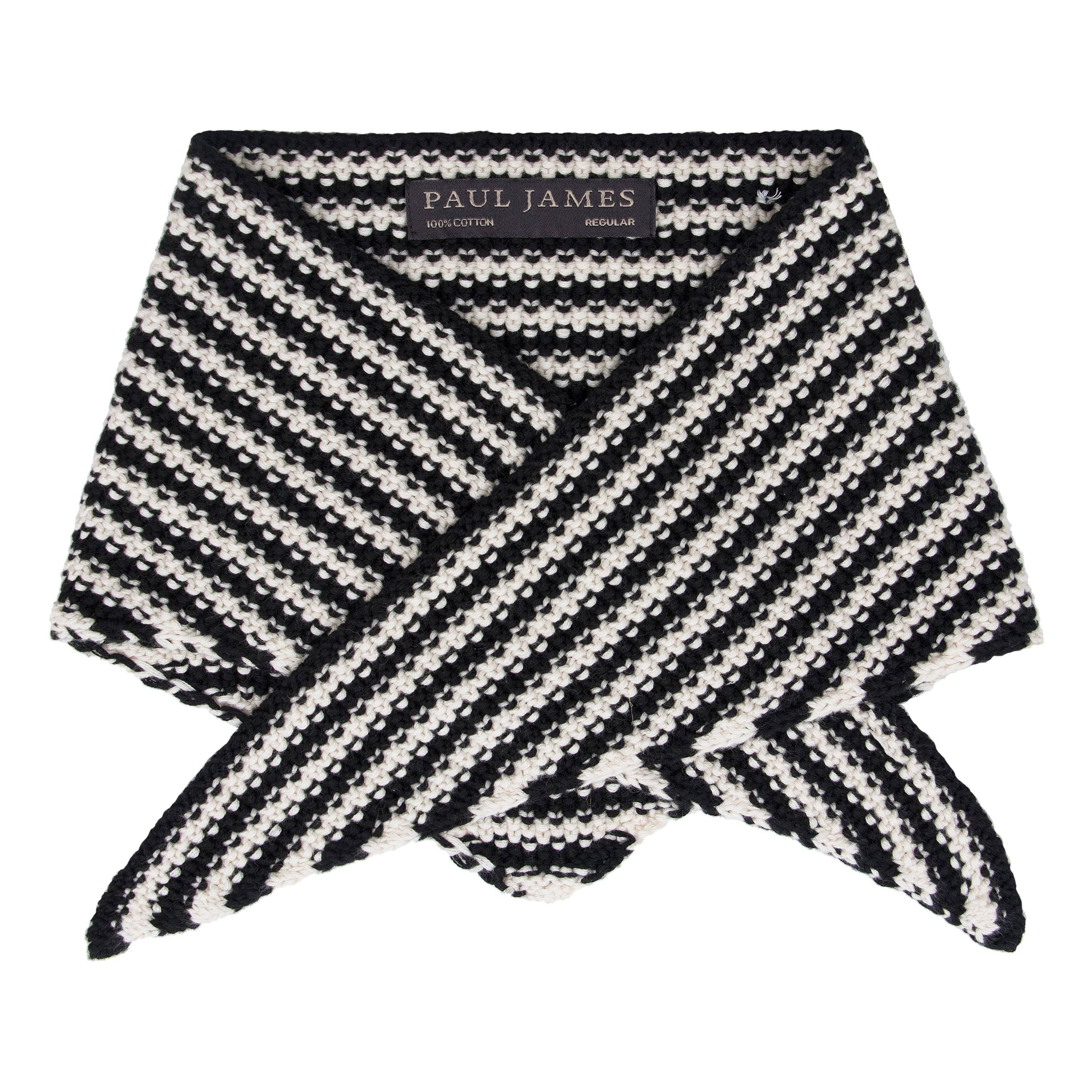 Black Ecru Cotton Textured Stripe Mini Neckerchief for wholesale on Faire8