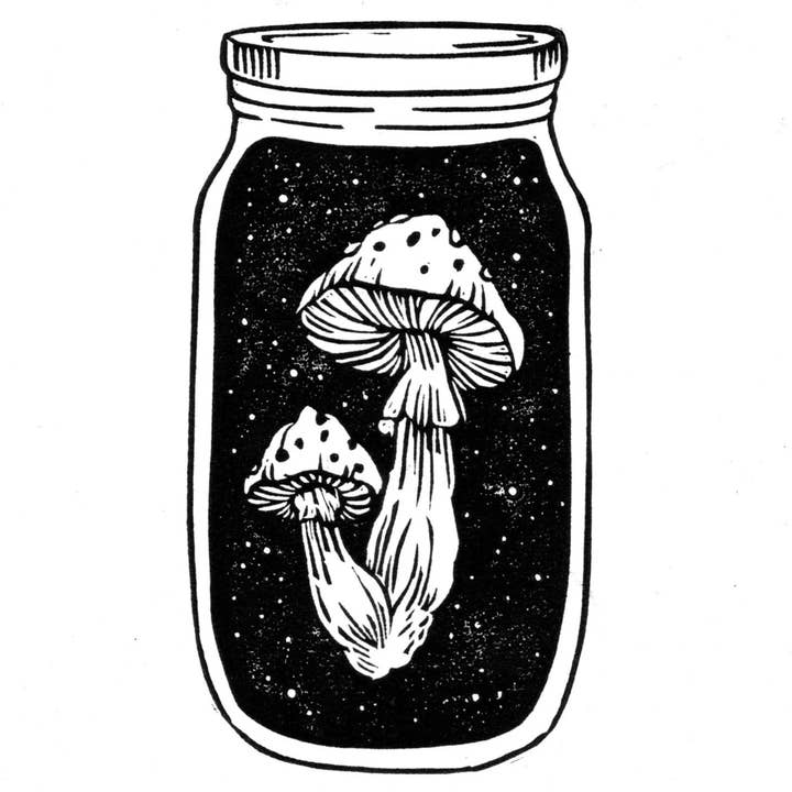 Augury Press - Wholesale Art Print - Mushroom Jar Linocut Print