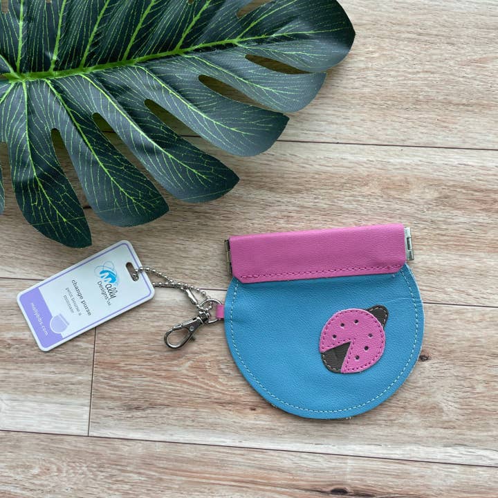 Portamonete in pelle con coccinella, portamonete rotondo, portamonete a pressione per la vendita all'ingrosso da parte di Mally Designs