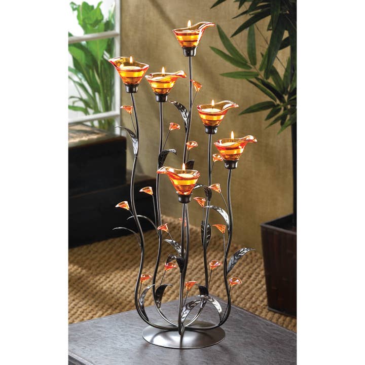 Zingz Home - Wholesale Candle Holder - Amber Calla Lily Candleholder1