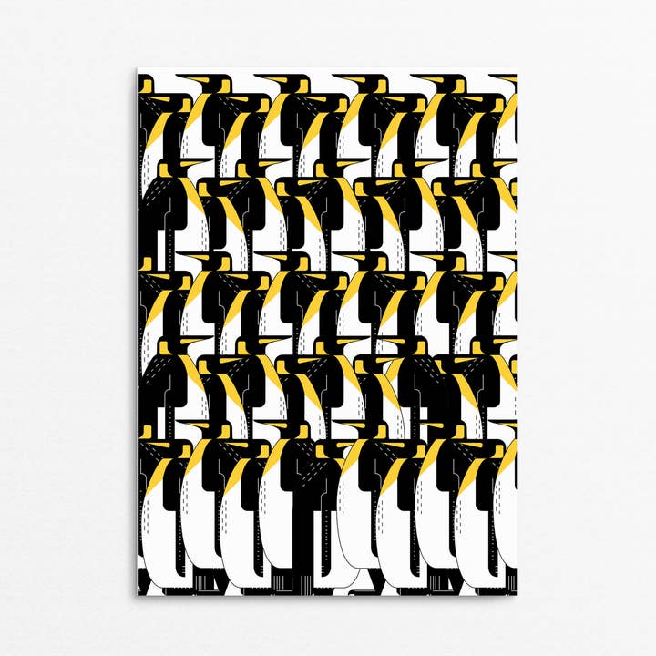 'Penguins' Greetings card for wholesale by Rachel Hunt Illustration