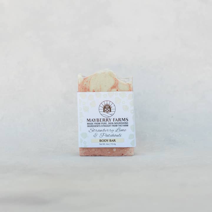 Jordgubbslime & Patchouli Getmjölk, Fläskfett & Honungstvål för wholesale av Mayberry Farms