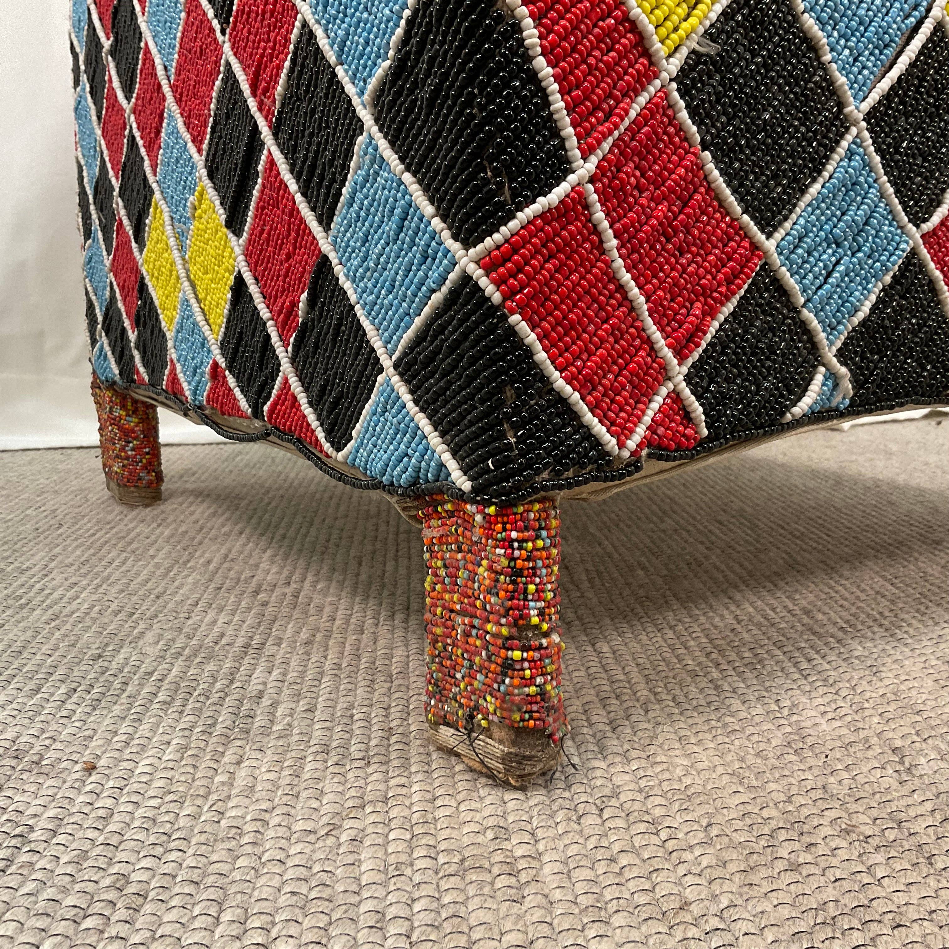 Ineza Home Décor – wholesale Chair – Yoruba king's throne hand-embroidered with glass beads #014