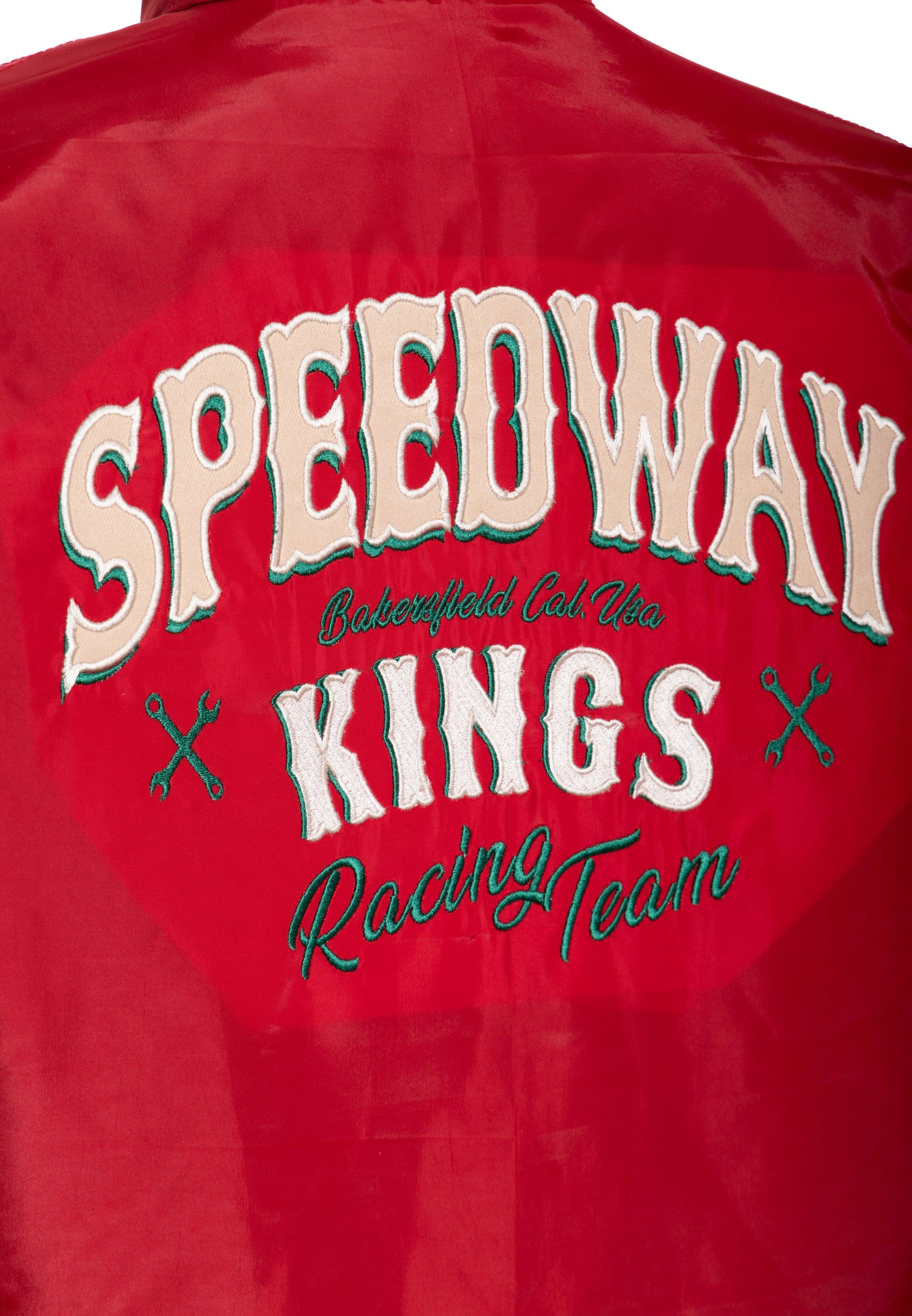 red Racing Jacket "Speedway Kings" for wholesale on Faire7