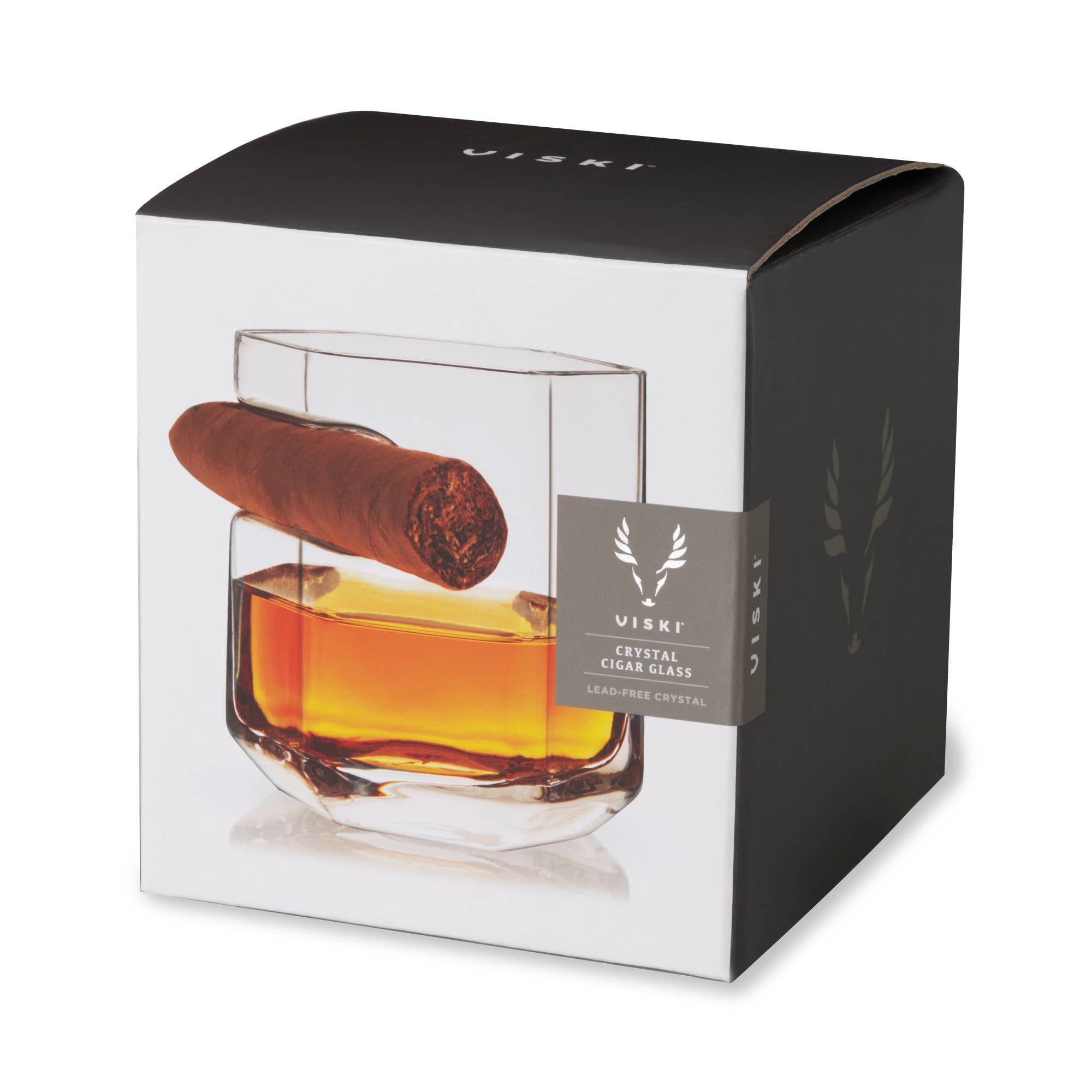 Viski - Wholesale Humidor/Cigar Accessory - Raye™ Crystal Whiskey Glass with Builtin Cigar Holder1