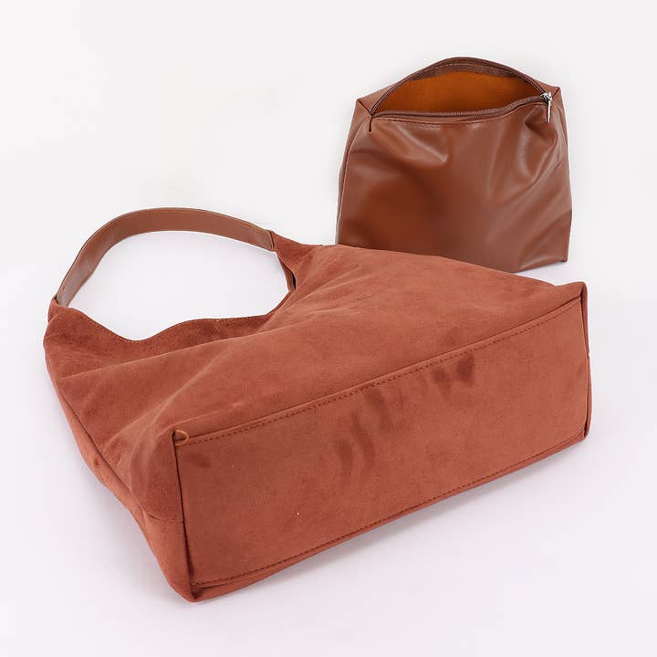 3AM BY H&D ACCESSORIES - Wholesale Shoulder Bag - Women's - Faux Suede Bindle BAg w/ Pouch9