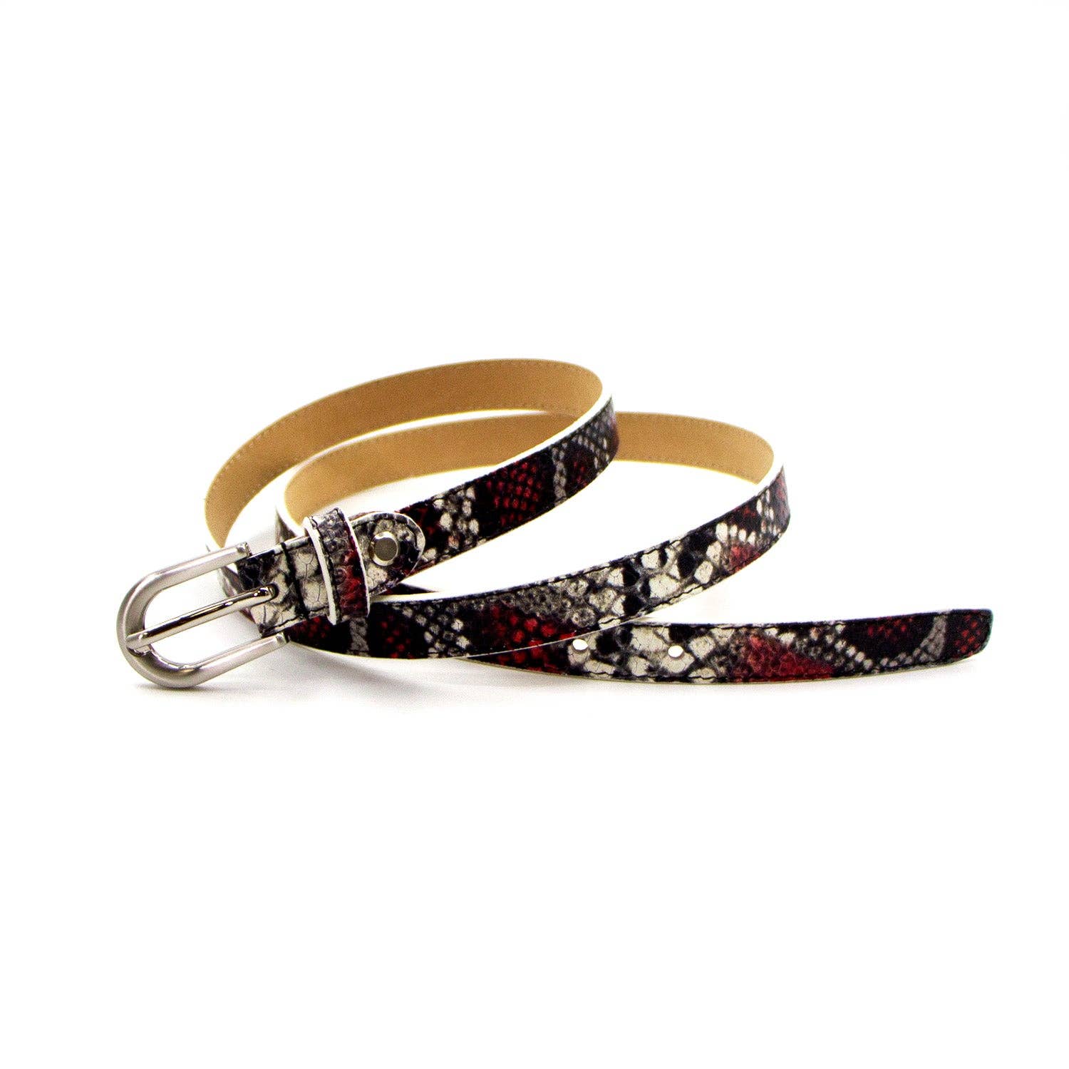 Tempest Designs – wholesale Belt – Women's – Real Italian leather Snake print belt with buckle - Small0