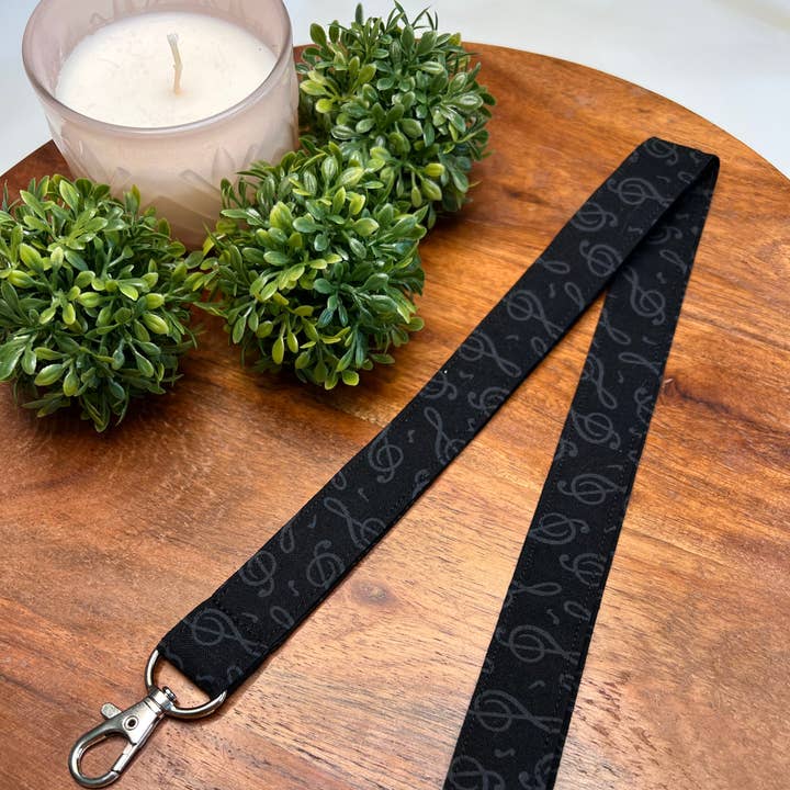 Schwarze Schlüsselbänder für Musiknoten für den Großhandel von The Lanyard Boutique