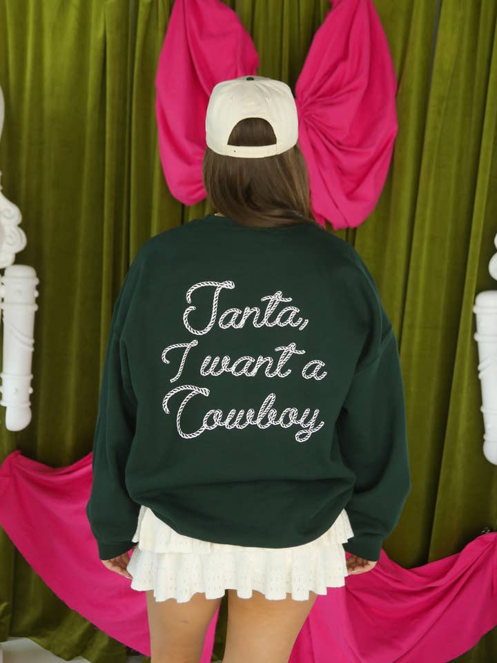 SANTA I WANT A COWBOY SWEATSHIRT (FRONT + BACK) for wholesale by CHARLIE SOUTHERN