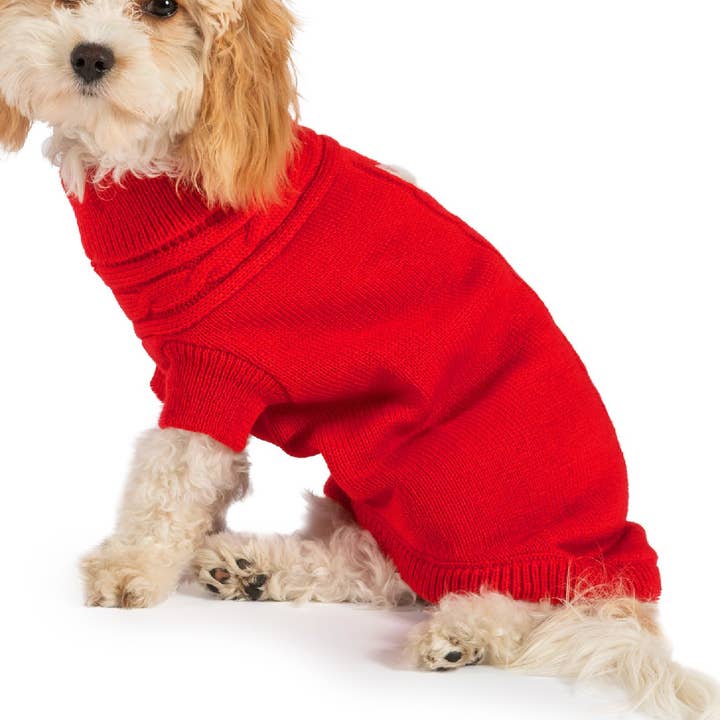 Cable Knit Jumper Red for wholesale by Ancol Pet Products Ltd