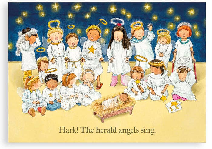 Pack of 5 Christmas cards - Hark! for wholesale by Nice Things by Helena