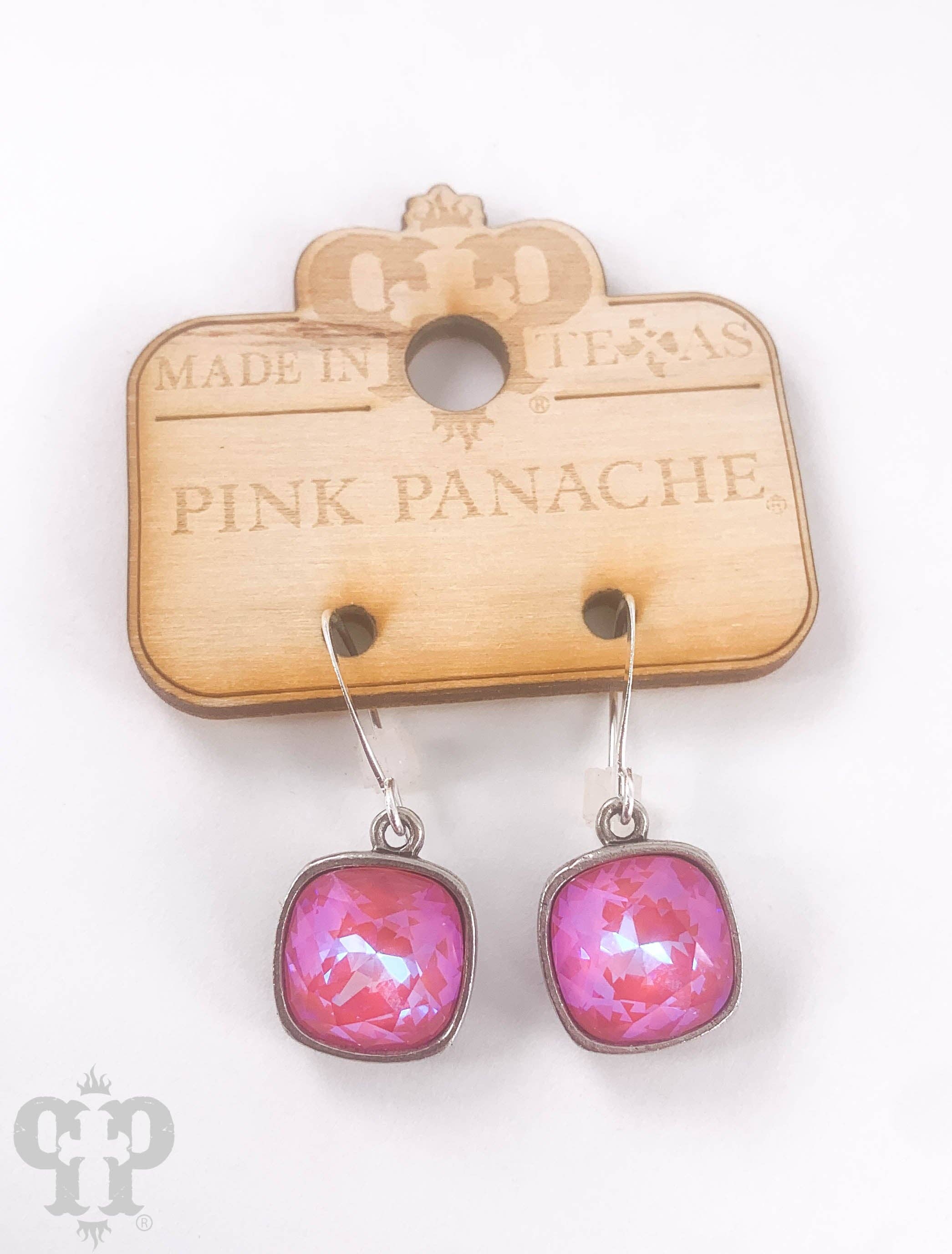Pink Panache Brands - Wholesale Dangle Earrings - Austrian square crystal hook earring, 12mm2