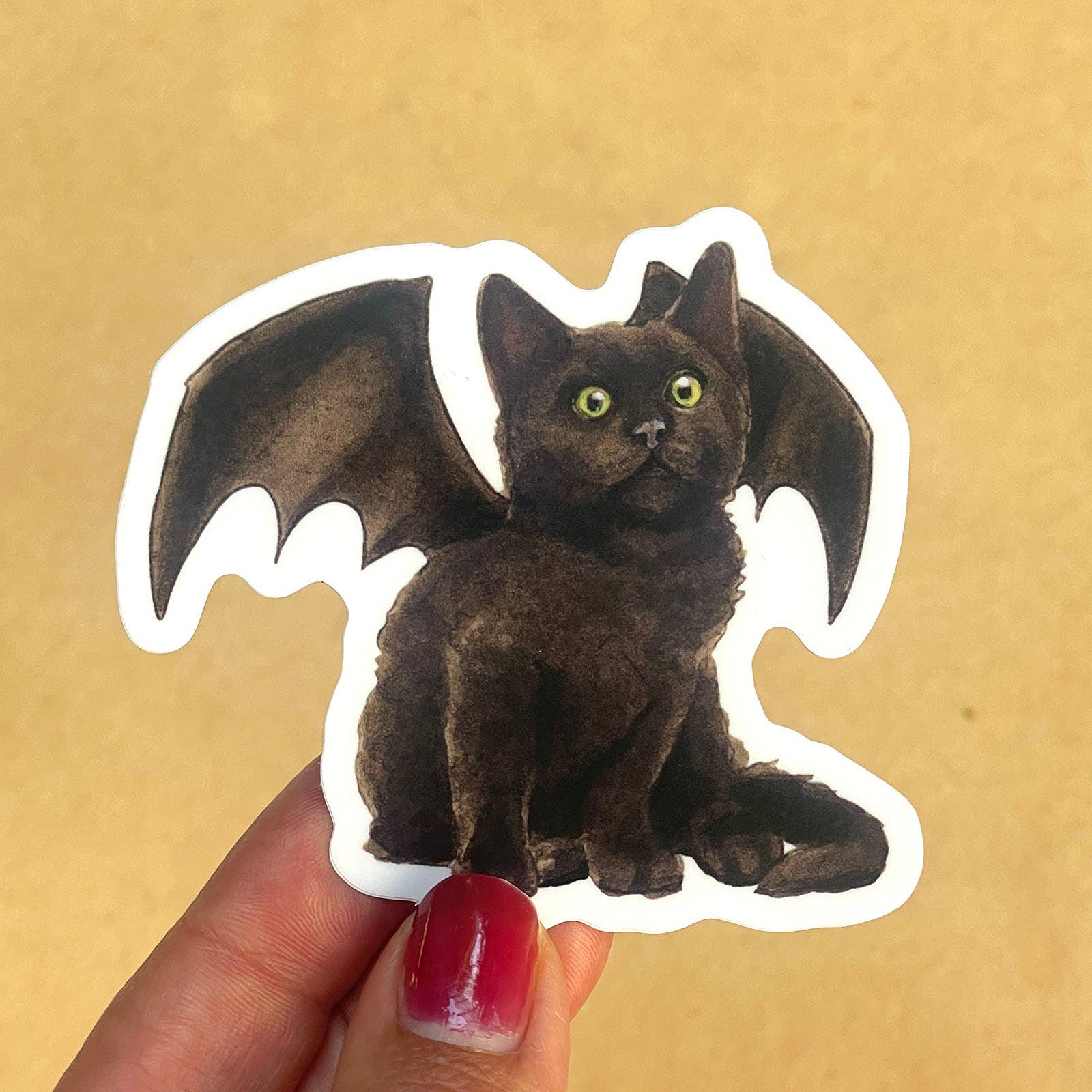 Amy Rose Moore Illustration - Wholesale Sticker - Sitting Down Bat Kitten - Vinyl STICKER   1