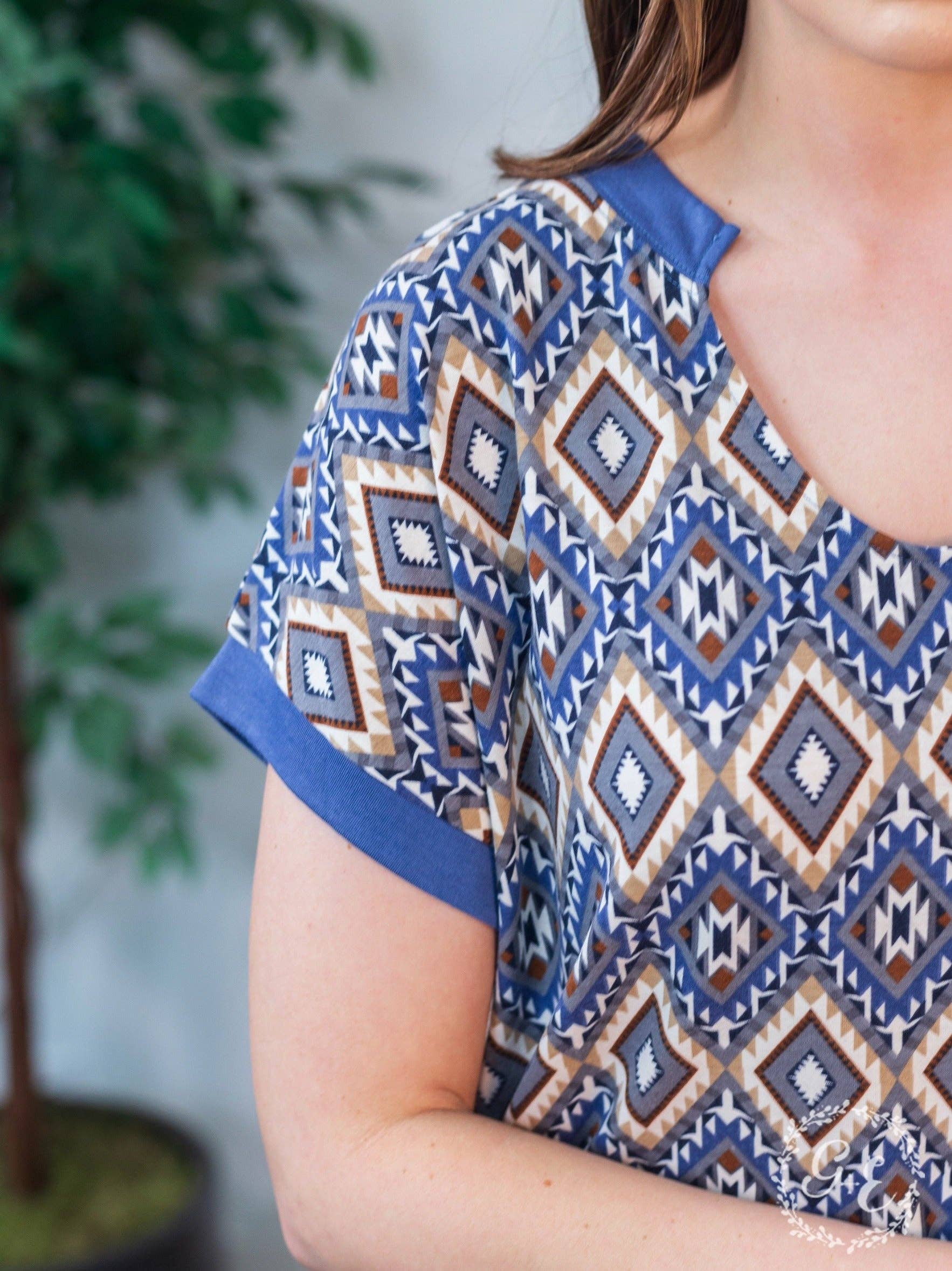 Blue Aztec Azure Slouch Ringer Tee for wholesale on Faire6