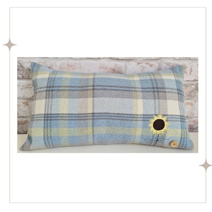 Sunflower Cushion. Tartan. for wholesale by Sweet Williams