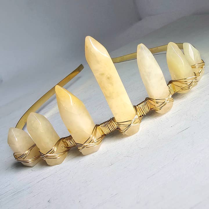 Gemstone Tiara / Crown - Yellow Aventurine for wholesale by Divine Dragon Designs