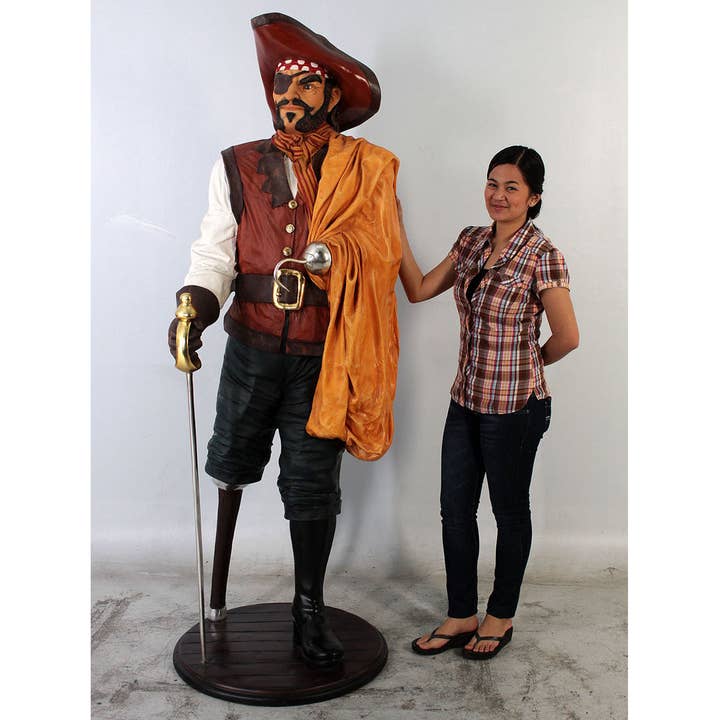 LM Treasures - Wholesale Costume - Unisex - Pirate Captain Wooden Leg Life Size Statue2