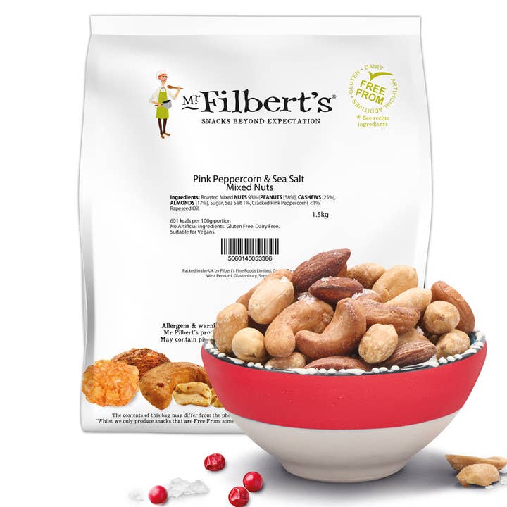 Pink Peppercorn and Sea Salt Mixed Nuts Loose Serve 1.5kg for wholesale by Mr Filbert's