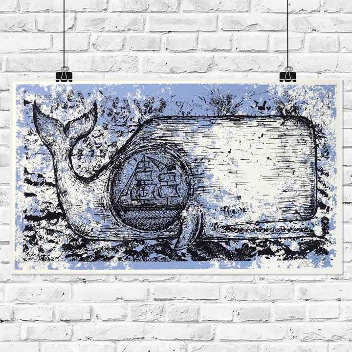 Ship in A Whale Screen Print for wholesale by Quiet Tide Goods
