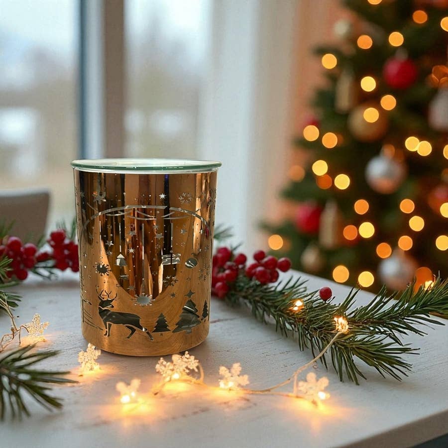 Zen'Arôme - Vendita all'ingrosso Scaldaolio - Brucia-profumo in metallo ramato – Arco di Natale laser9