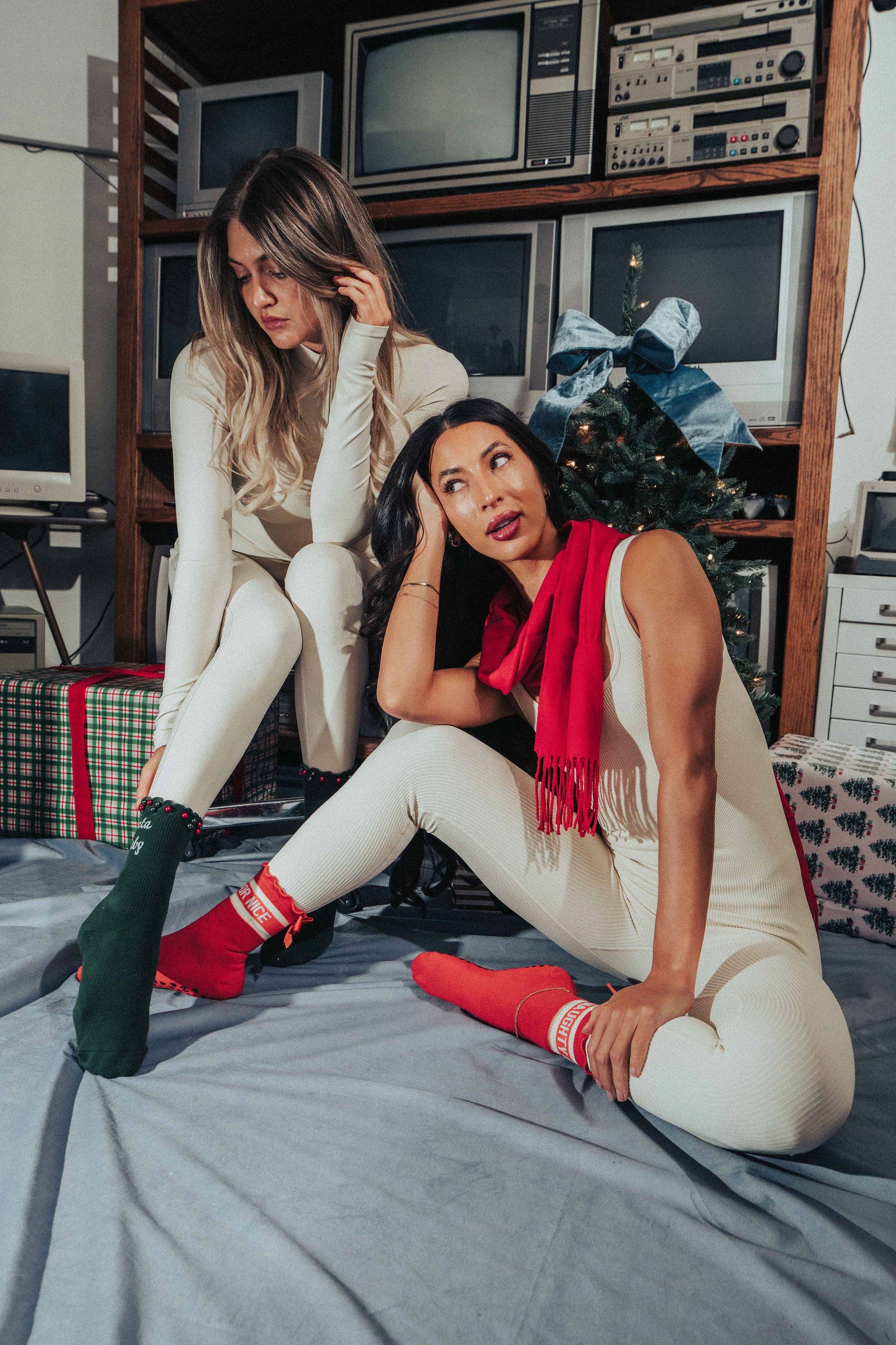 Pilates Honey - Wholesale Socks - Women's - Naughty or Nice Ruffle Bow Crew *Luxe Collection*3