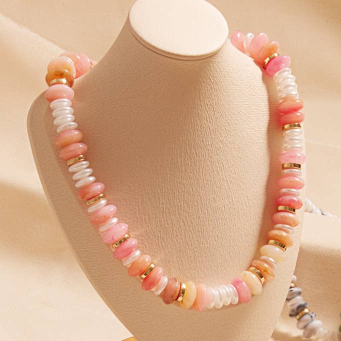 Collier de perles rondes marbrées en forme de perles pour la vente par Sensibling Corp.