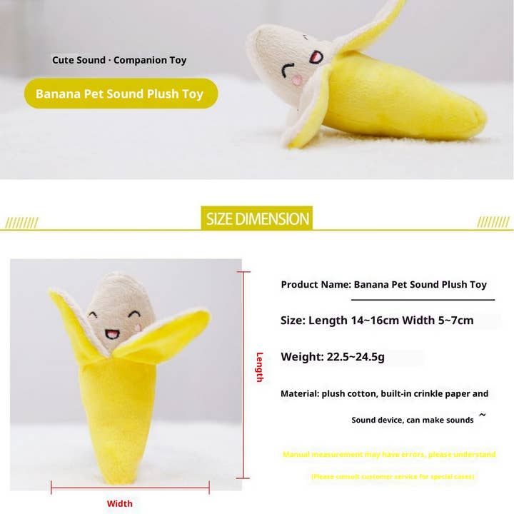 YELLOW Plush Banana Squeaky Toy for Dogs and Cats_CWMM10934 for wholesale on Faire1