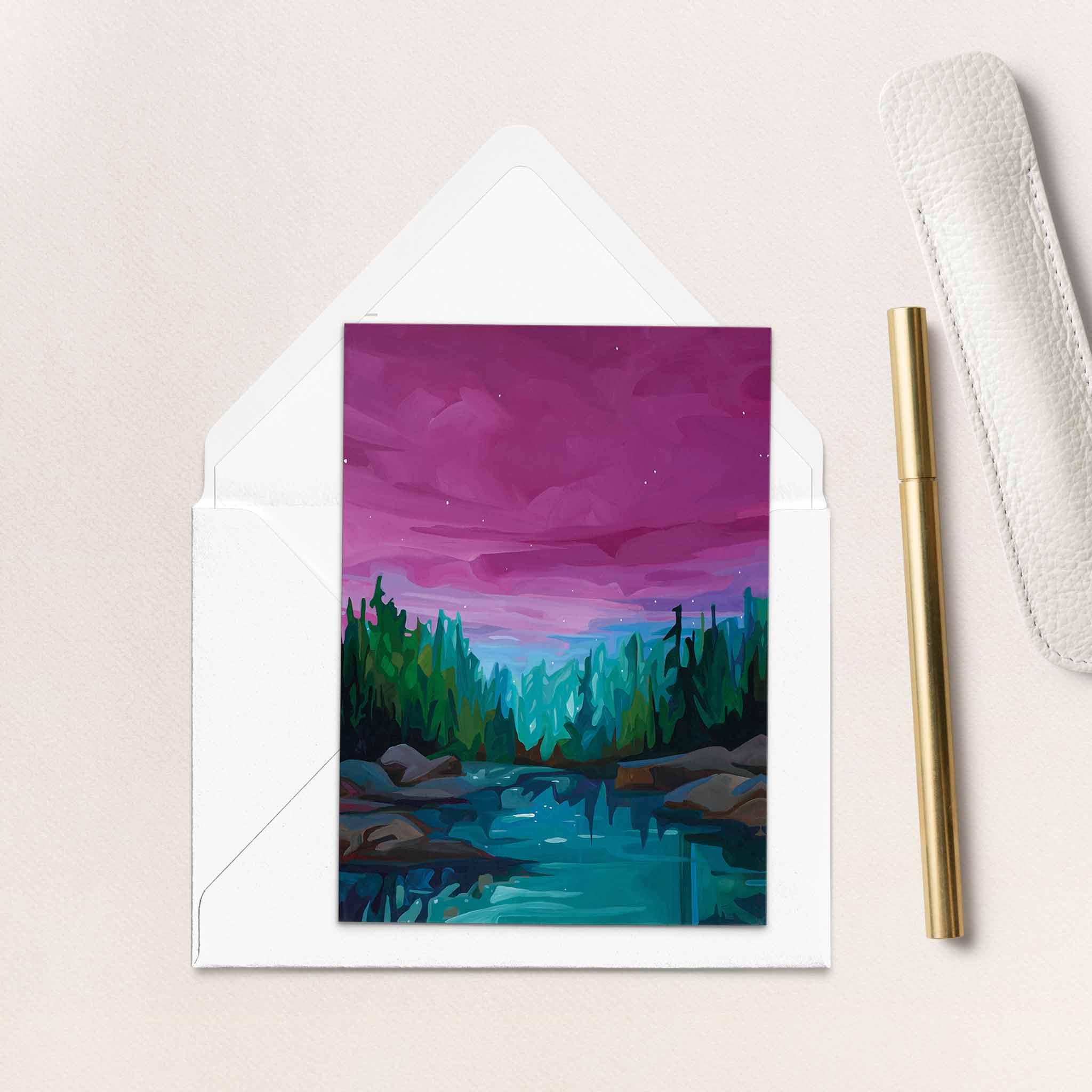 Susannah Bleasby Art - Wholesale Everyday Greeting Card - Magenta Midnight | Magenta Art Card | Blank Greeting Card2