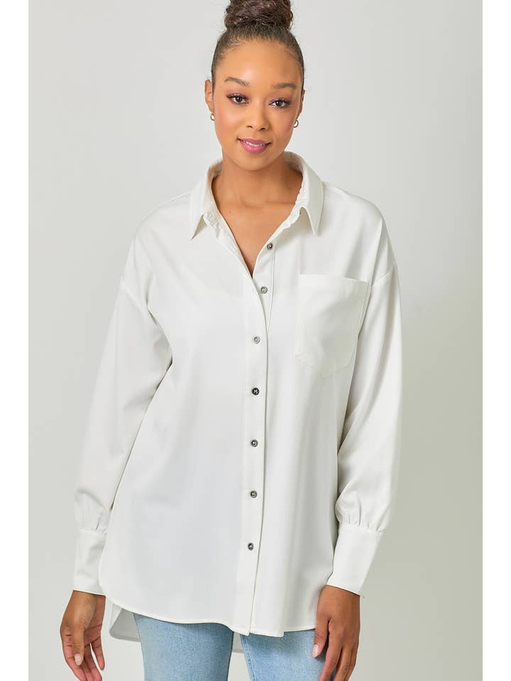 Mystree - Wholesale Button Down Shirt - Women's - 60937 Tencel Oversized Button Up Shirt14