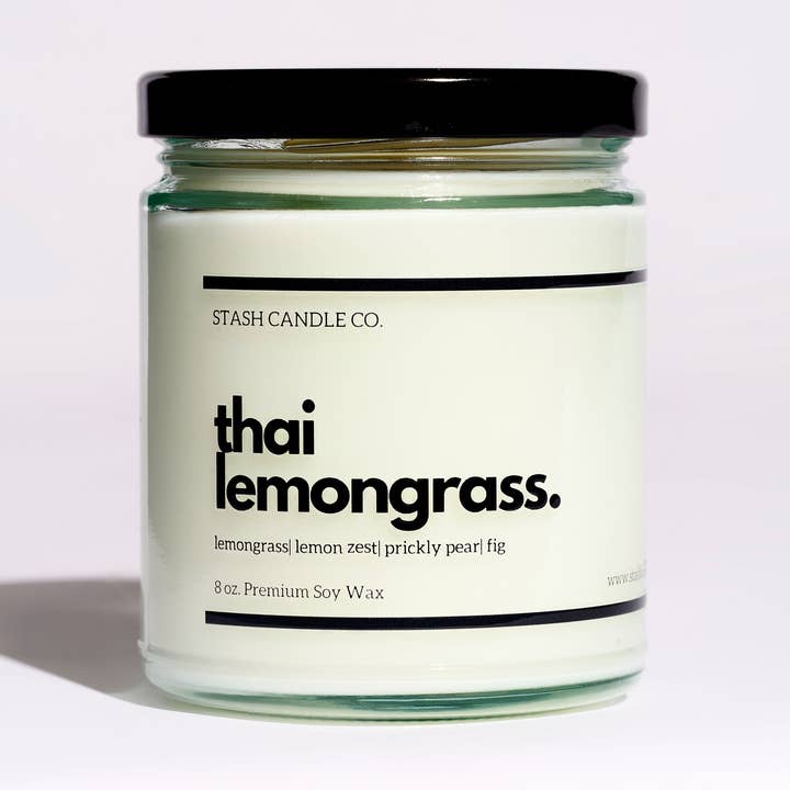 Thai Lemongrass Candle, 8oz. Lemongrass Citrus Musk for wholesale by Stash Candle Co.