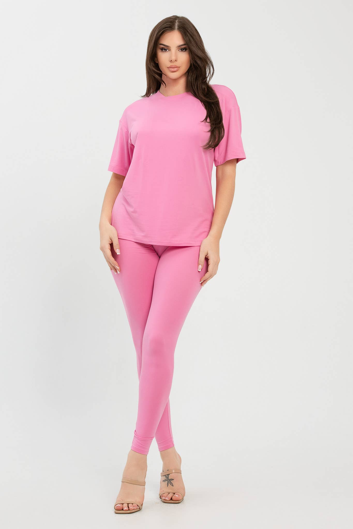 Julia by LoveJ – wholesale Set med topp och byxa – Dam – Set med borstad Dty rundhalsad topp och leggings19