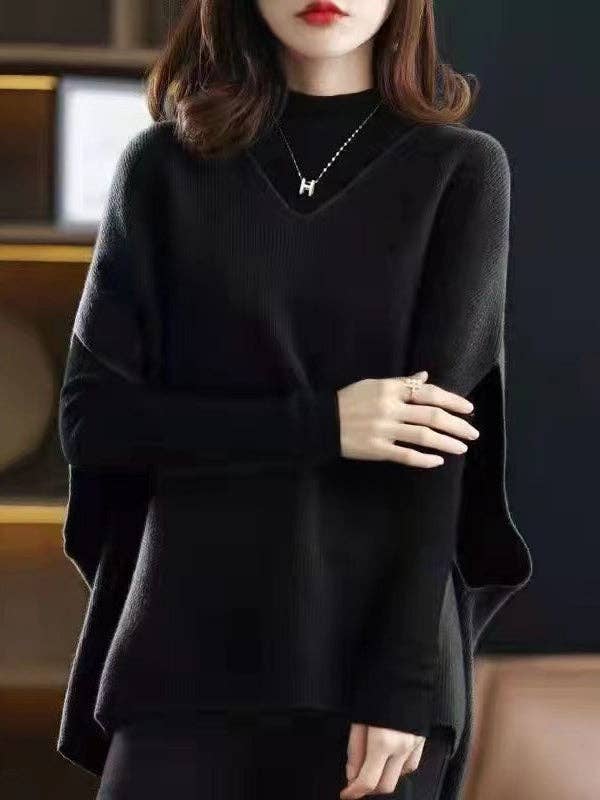 Plush Looks – wholesale Väst - Dam – Avslappnad ärmlös lös enfärgad V-ringad västtopp2