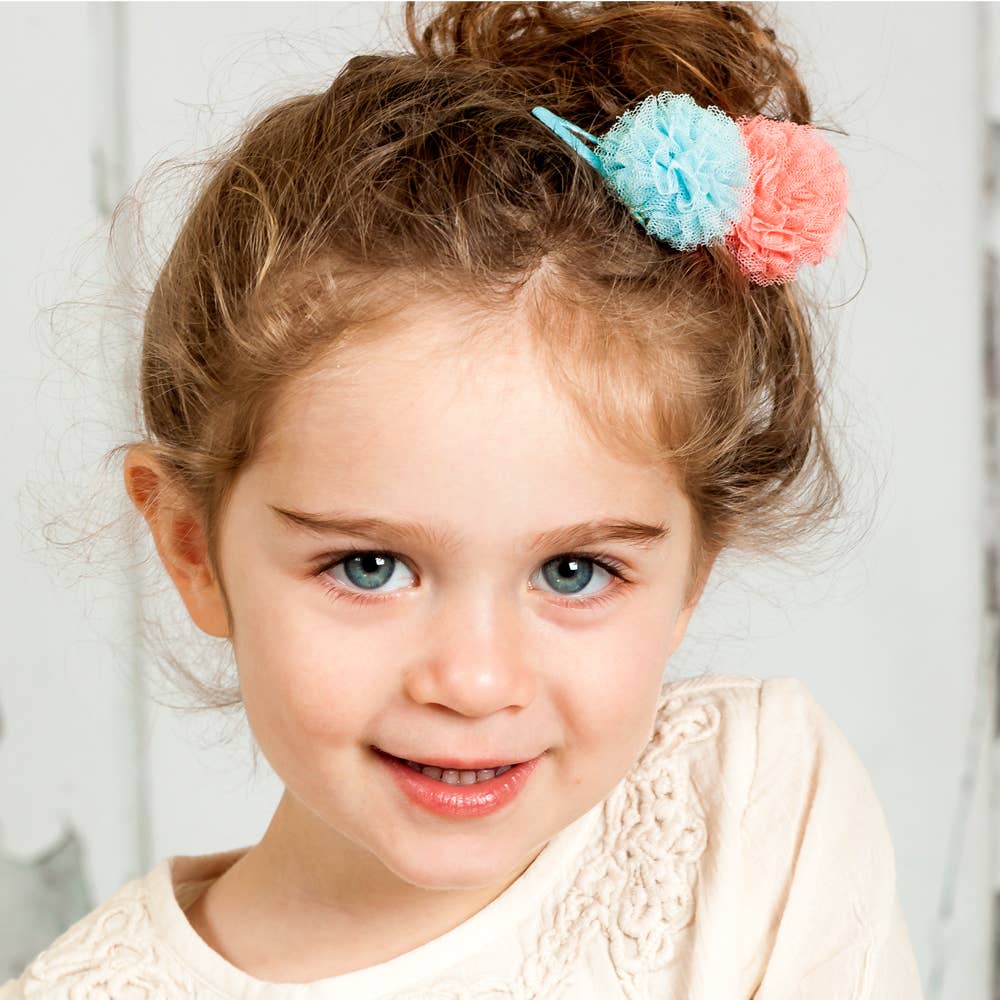 Peppercorn Kids - Wholesale Hair Clip - Kids - Little Kids Tulle Pompom Hair Clip Pack of 3 Cards2