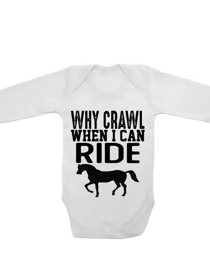 Why Crawl When I Can Ride Horses - Gilets à manches longues pour bébé pour la vente par Little Ratbag