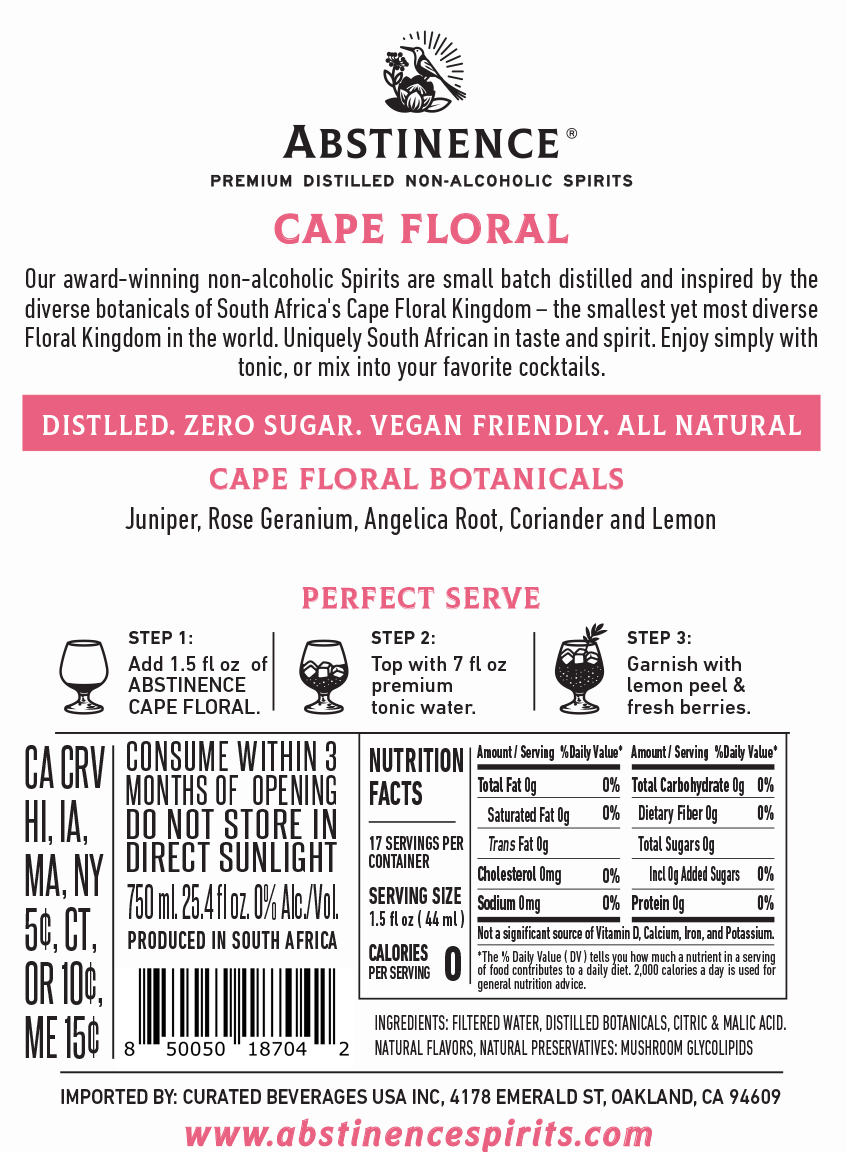 Abstinence Spirits - Wholesale Non-Alcoholic Spirits/Wine/Beer - Cape Floral Non-alcoholic Gin Alternative3