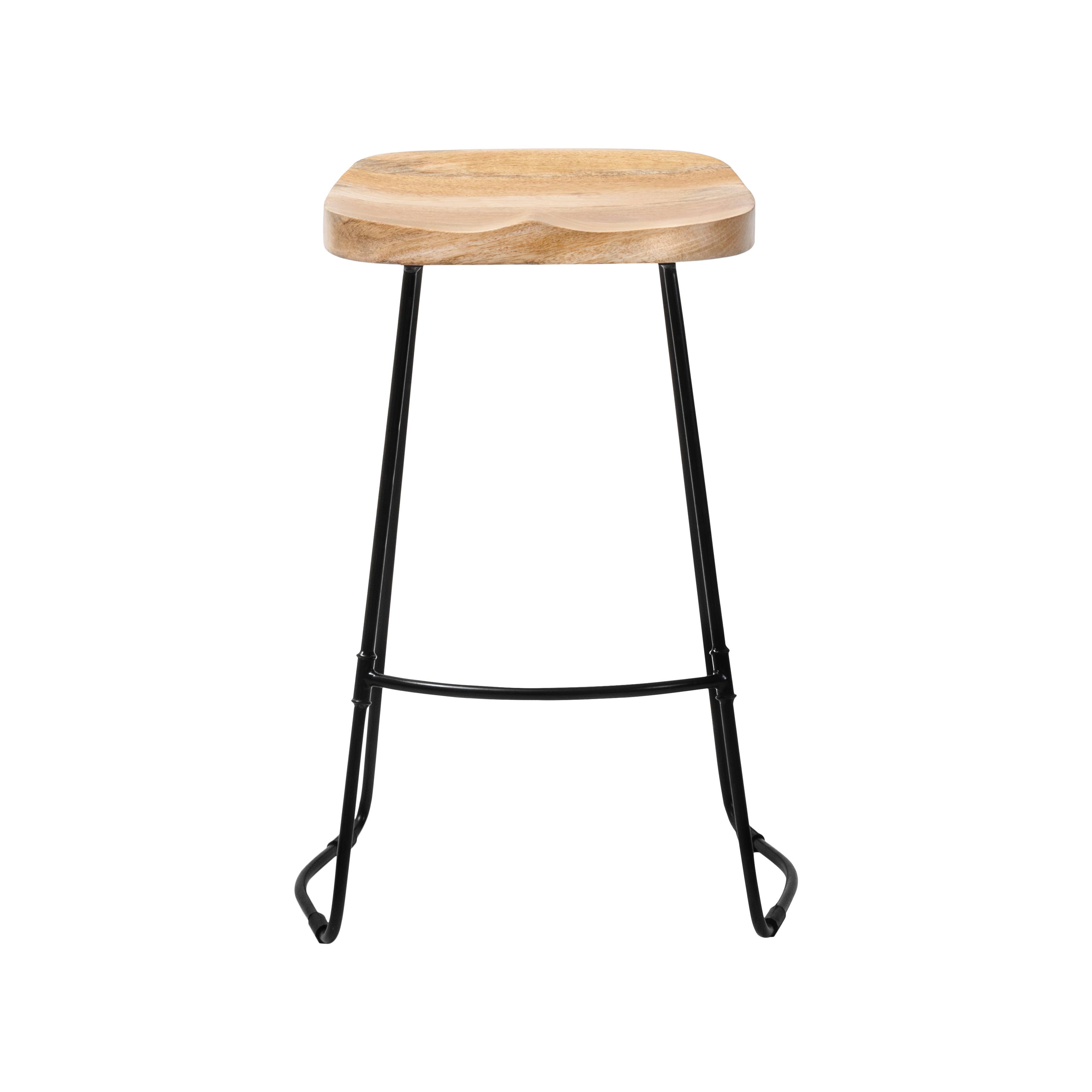 MH London - Vente Tabouret - Tabourets de bar de cuisine avec siège en selle en bois massif Rombass4