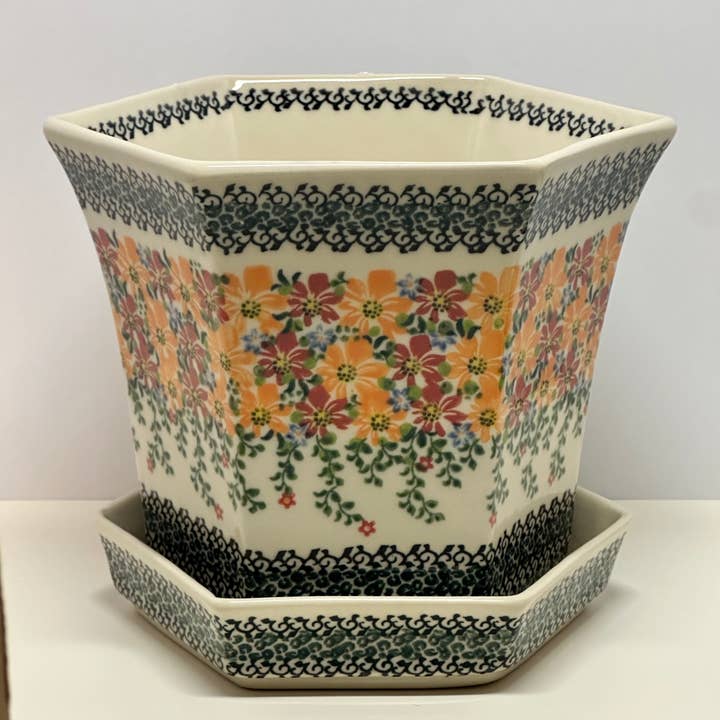 Plant Pot, Hexagon for wholesale by Music City Polish Pottery