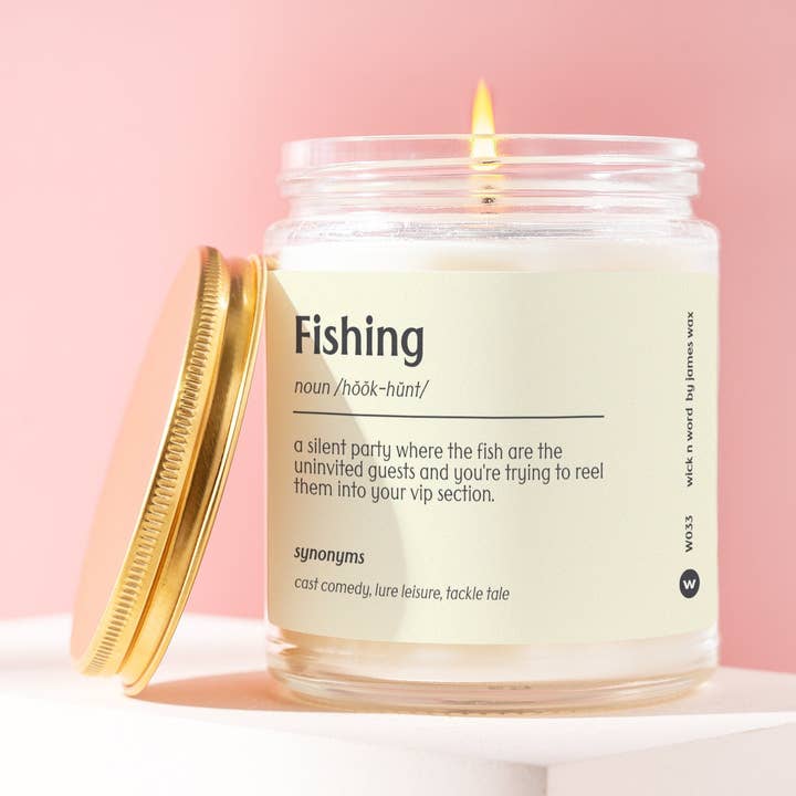 Regalo de pesca personalizado con definición de vela para Fisher Friend Best Fisher, divertido regalo sorpresa, regalo navideño W033 para venta al por mayor de Wick n Word