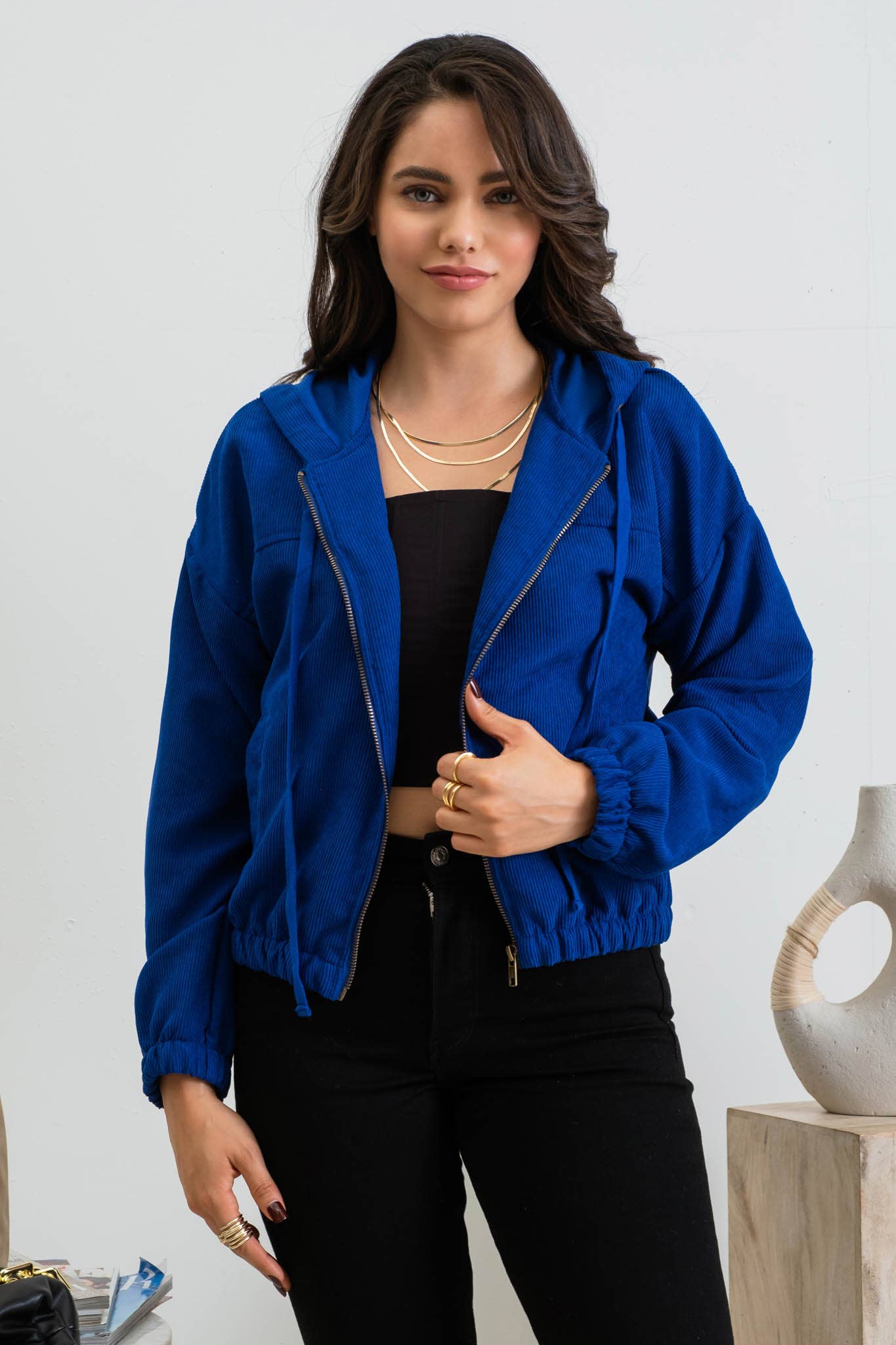 Blu Pepper – Blusão - Mulher por atacado – CASACO DE VELUDO COM ZÍPER62