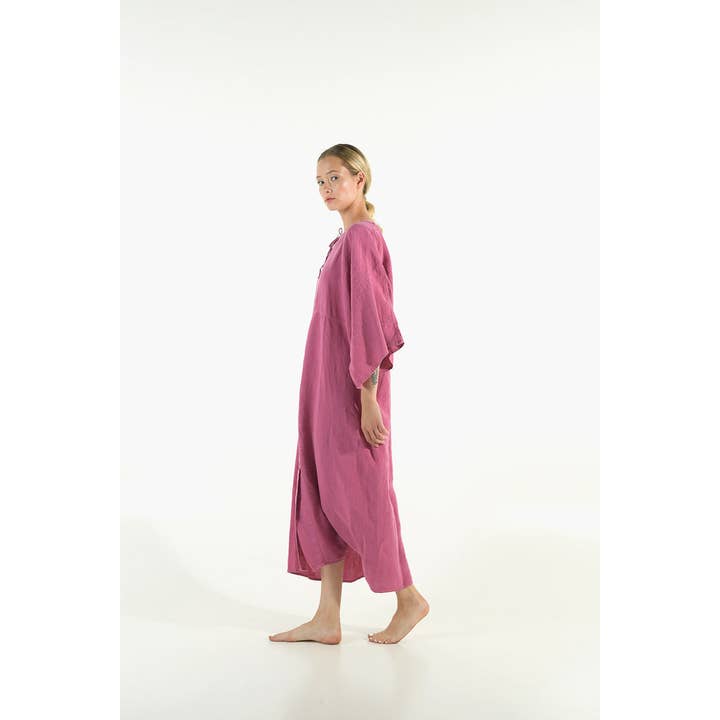 MYSTIQUE one size linen kaftan GRAPES PURPLE for wholesale by YUME