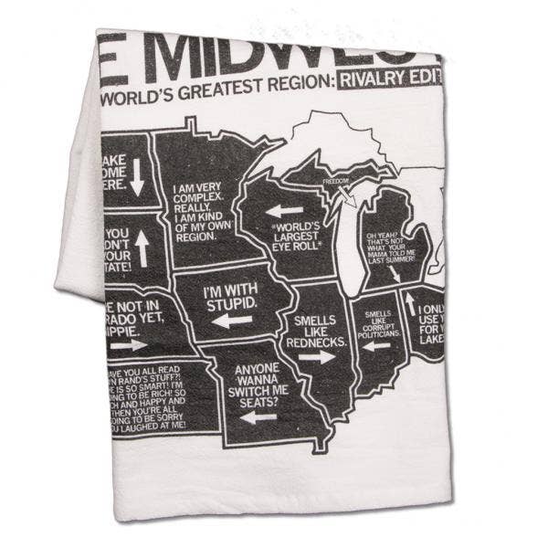 Midwest Rivalry Map Kitchen Towel for wholesale by RAYGUN