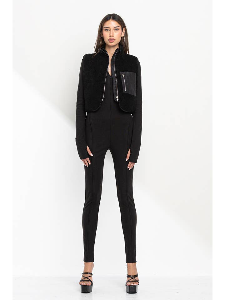 No Vacancy - Wholesale Outerwear Vest - Women's - Boucle cropped high neck vest5