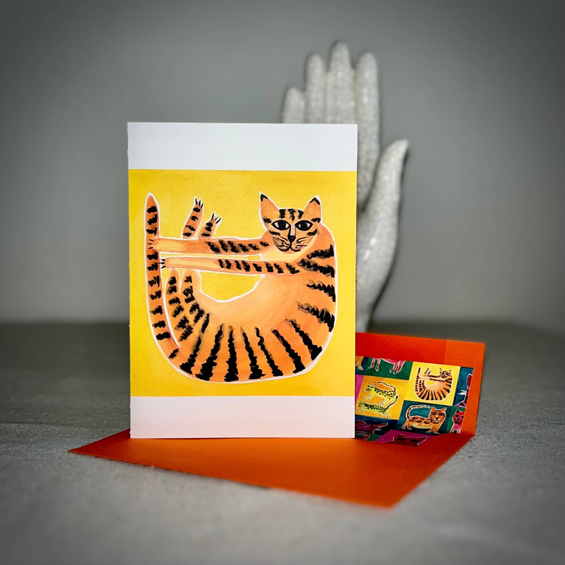 Renée Stramel - Wholesale Stationery/Notecard Set - A6 Blank Note Card With Custom Envelope Liner • Tiger Cat1