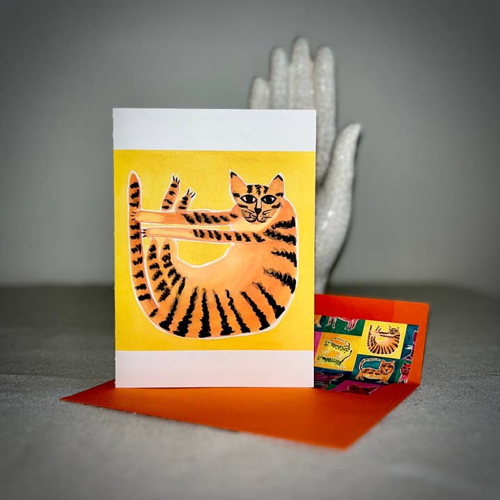 Renée Stramel - Wholesale Stationery/Notecard Set - A6 Blank Note Card With Custom Envelope Liner • Tiger Cat1