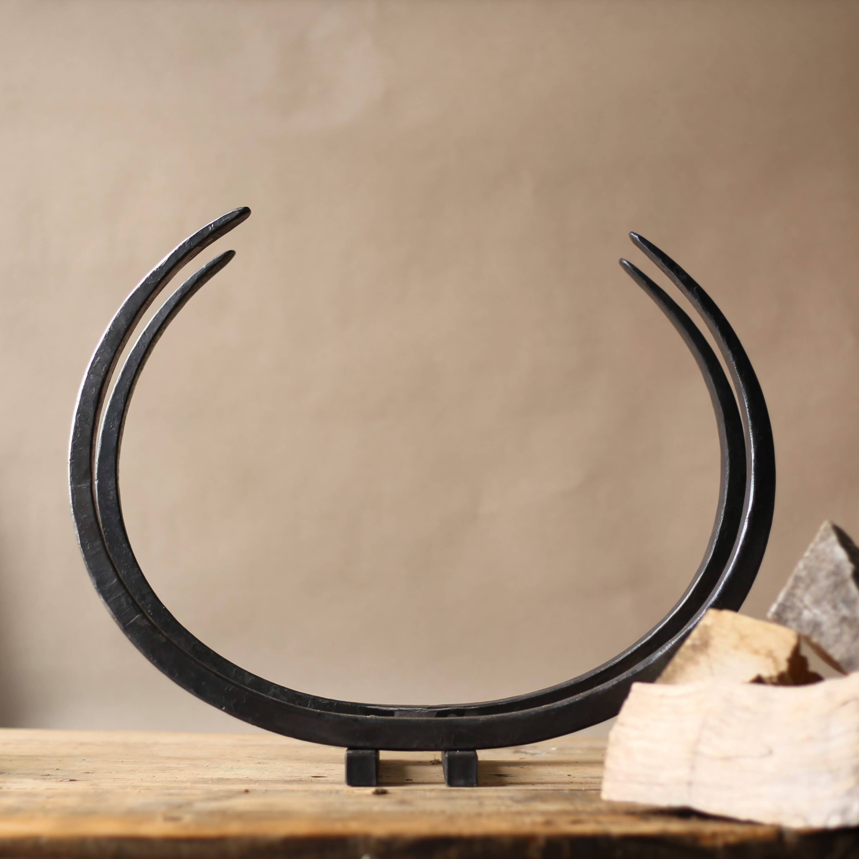 Coach House Forge – wholesale Fireplace mantel – Hand Forged Iron 'Long Horn' Log Storage. 6