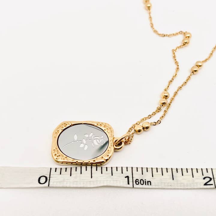 Mio Queena - Wholesale Pendant/Charm Necklace - Magic Mirror Rose Stainless Steel Pendant Necklace - FGS4